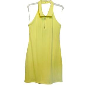 NWT Fashion Nova Yellow Montana Ribbed Collar Halter Half Zip Bodycon Mini Dress